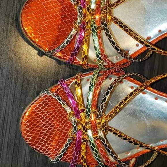 BCB Girls Strappy Upper Leather Multicolor Heels - Picture 2 of 5